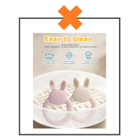 Siliconen bijtring konijn lichtroze